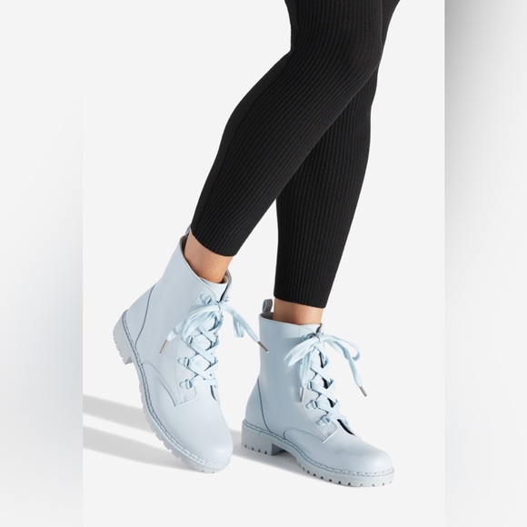 Jordyn Lug Sole Combat Boot Size 7 Pastel Blue - Picture 1 of 6
